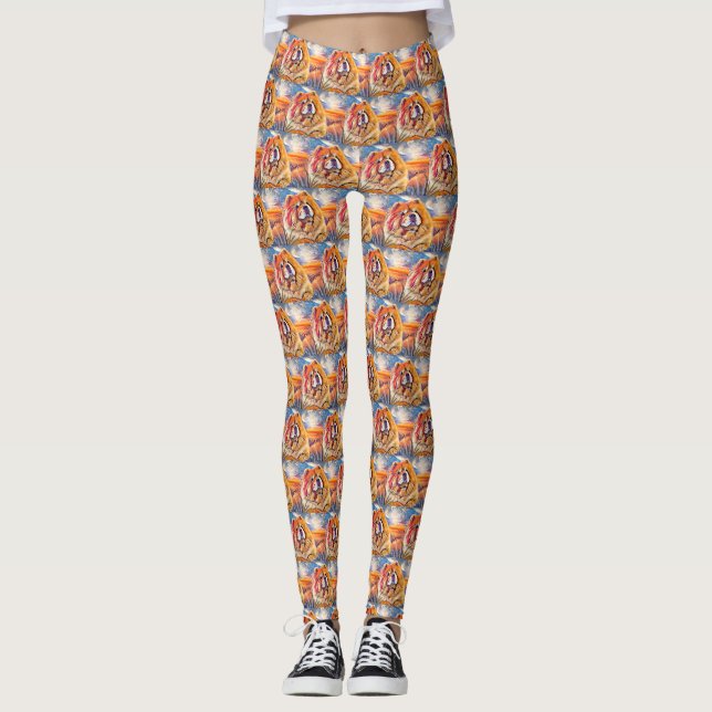 GOLDEN GIRL chow petits motifs Leggings (Devant)