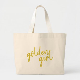 Golden Girl   Modern Gold Script Large Tote Bag