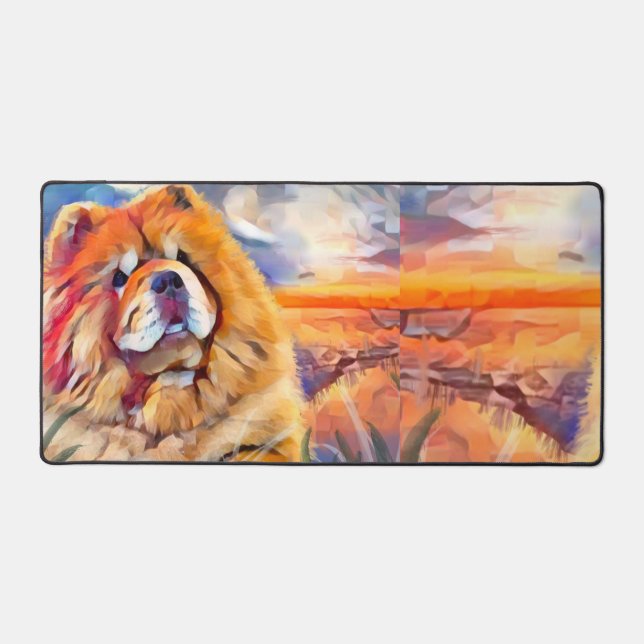 GOLDEN GIRL Rough red chowDesk Mat (Front)