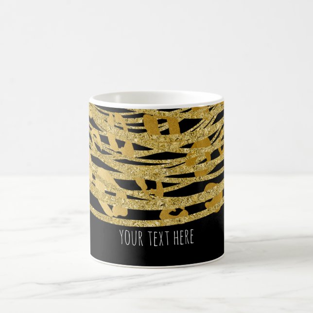 Golden Glam Cheetah Print Exotic Animal Print Coffee Mug (Center)