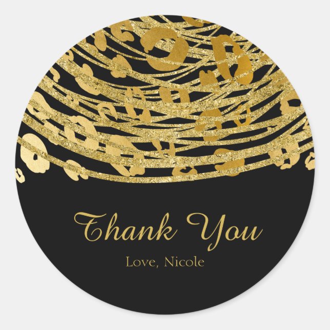 Golden Glam Cheetah Print Exotic Party Favour Classic Round Sticker (Front)
