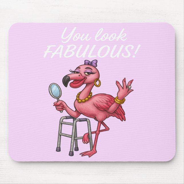 Golden Glam Flamingo Mouse Pad (Front)