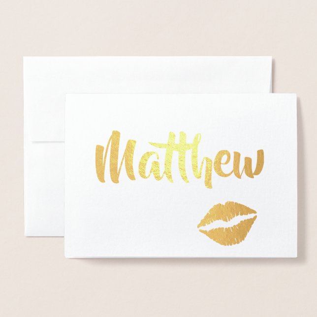 Golden Glam Kissy Lips  Foil Card (Front With Envelope)