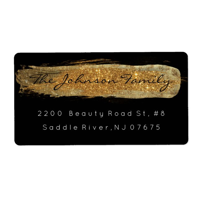 Golden Glam Sparkly Glitter Black Brush Stroke (Front)