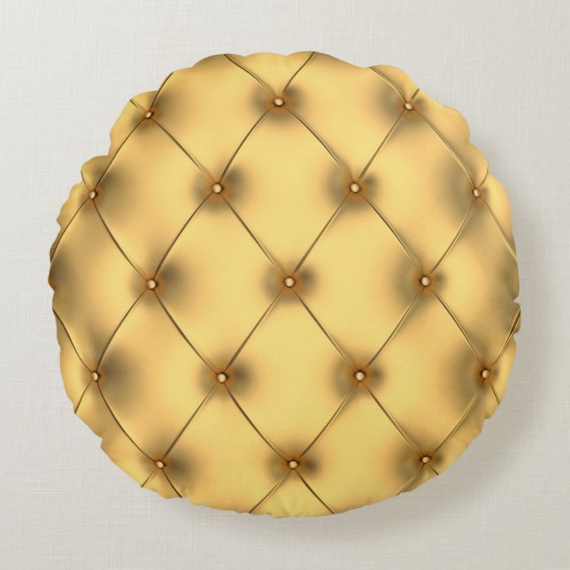 Golden Glamour: Luxurious Interior Decor. Round Pillow (Front)