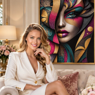 Golden Glamour Muse Canvas Print