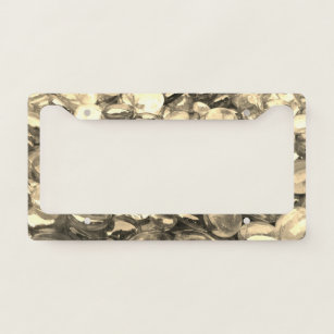 Golden Glass Stones License Plate Frame