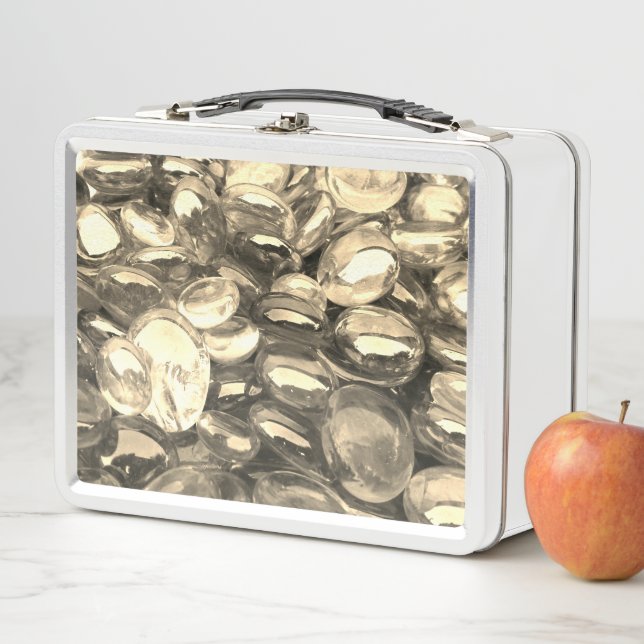 Golden Glass Stones Metal Lunch Box (In Situ)
