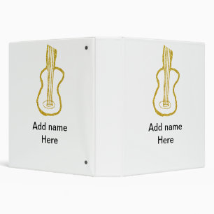Golden glitter acoustic guitar add name doodle  binder