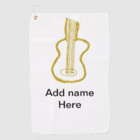 Golden glitter acoustic guitar add name doodle