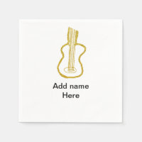 Golden glitter acoustic guitar add name doodle