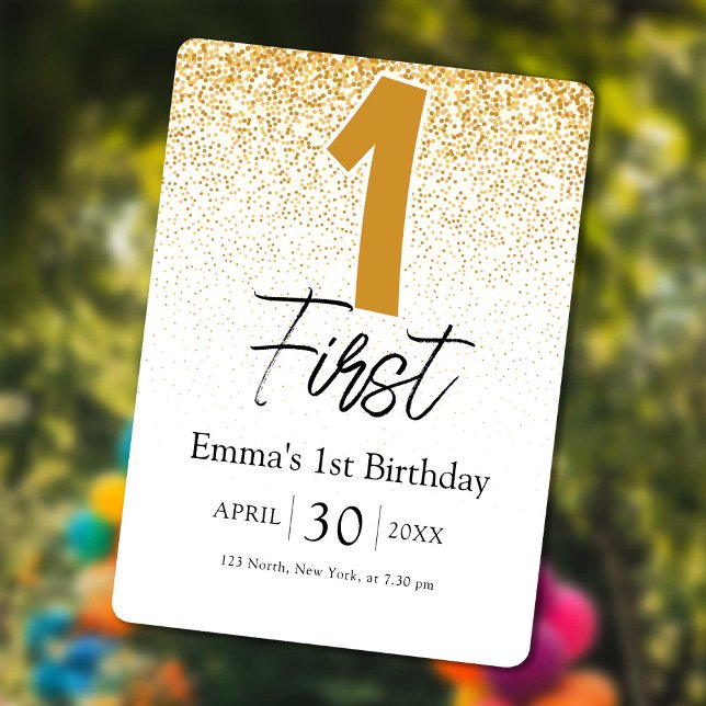 golden glitter baby 1st birthday invitations card (golden glitter baby 1st birthday invitations card)