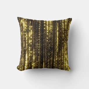 Golden Glitter: Bokeh Particles Background Throw Pillow