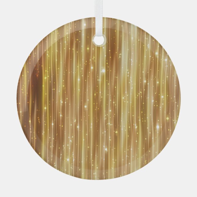 Golden Glitter: Bright Abstract Background. Glass Ornament (Front)