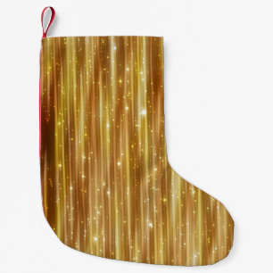 Golden Glitter: Bright Abstract Background. Small Christmas Stocking