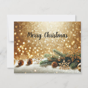 Golden Glitter Christmas Background with Copy Spac Holiday Card