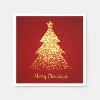 Golden Glitter Christmas Tree Napkin
