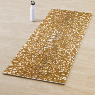 Golden Glitter Custom Name  Yoga Mat