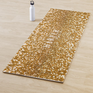 Golden Glitter Custom Name  Yoga Mat