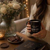 Golden Glitter Don't Give Up Mug - Motivational Gi