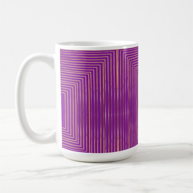 Golden Glitter Geometric Art Line Pattern Coffee Mug (Left)