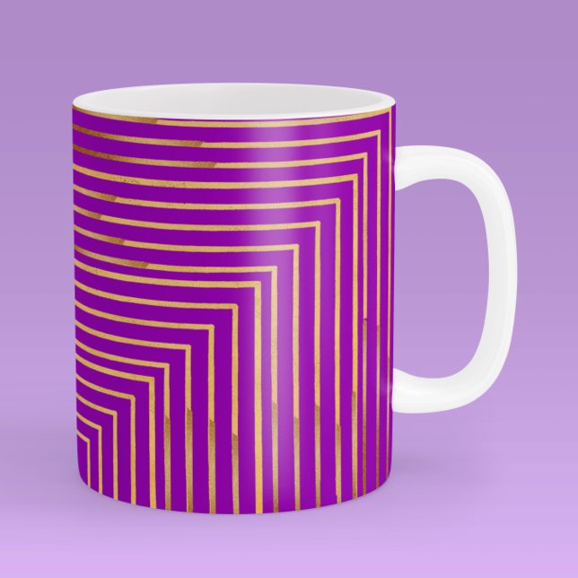 Golden Glitter Geometric Art Line Pattern Coffee Mug (Creator Uploaded)