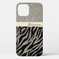 Golden Glitter Gold Zebra Animal Print Pattern