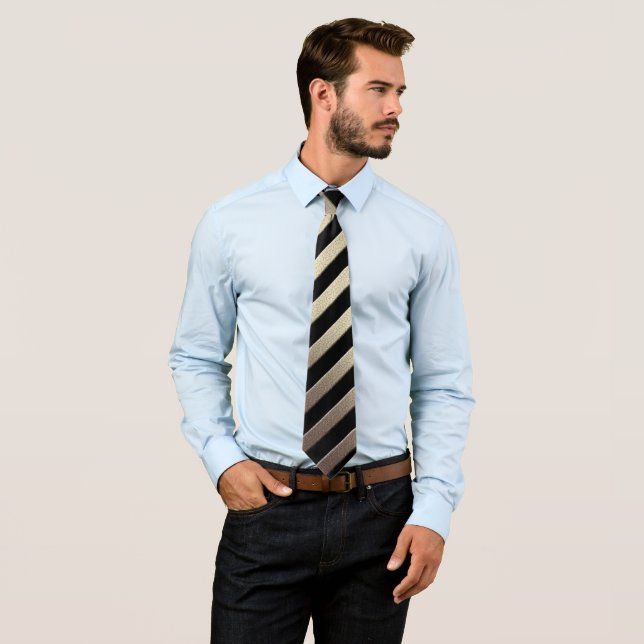 Golden glitter gradient striped lined stripes blac tie (In Situ)