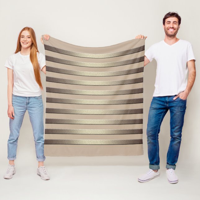 Golden glitter gradient striped lined stripes bron fleece blanket (In Situ)