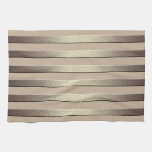 Golden glitter gradient striped lined stripes bron kitchen towel