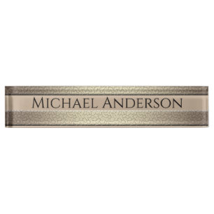 Golden glitter gradient striped lined stripes bron nameplate