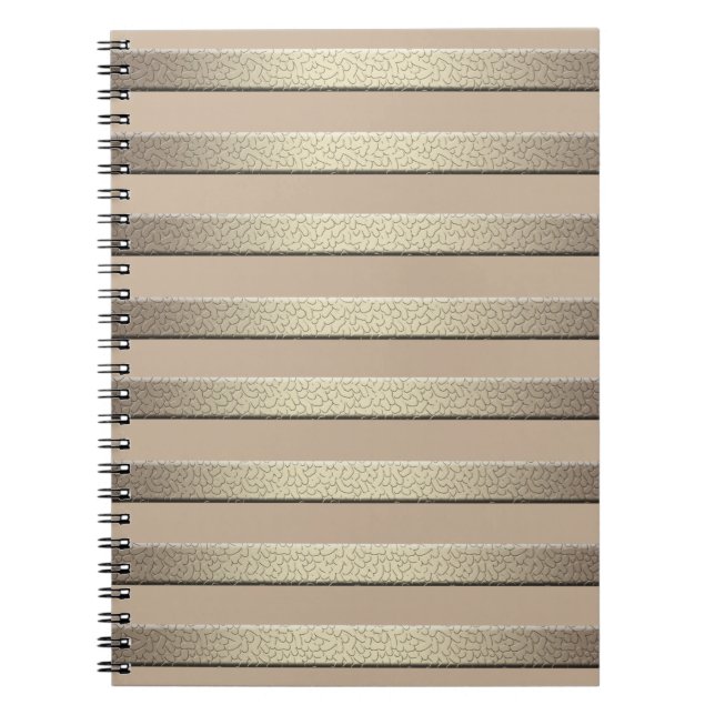 Golden glitter gradient striped lined stripes bron notebook (Front)