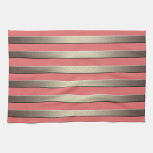 Golden glitter gradient striped lined stripes cora kitchen towel