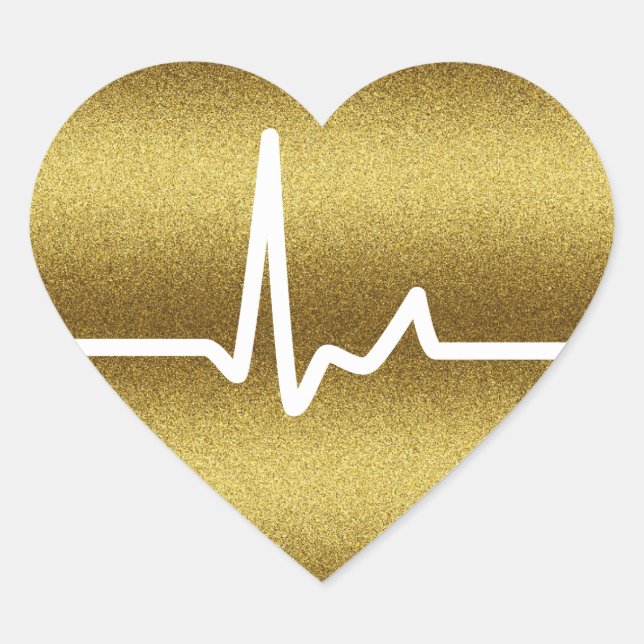 Golden Glitter Heart Beats Sticker (Front)