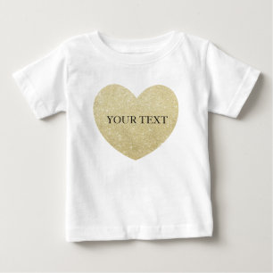 Golden Glitter heart Personalize Baby T-Shirt