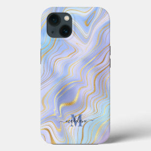 Golden Glitter Iridescent Marble Agate Case-Mate i iPhone 13 Case