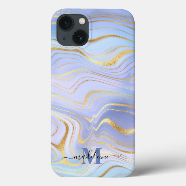 Golden Glitter Iridescent Marble Agate Case-Mate iPhone Case (Back)