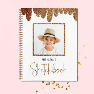 Golden Glitter Kids Photo Notebook