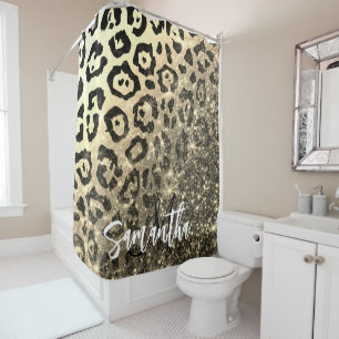 Golden Glitter Leopard Print