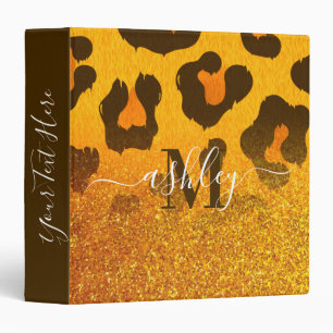 Golden Glitter Leopard Print Binder