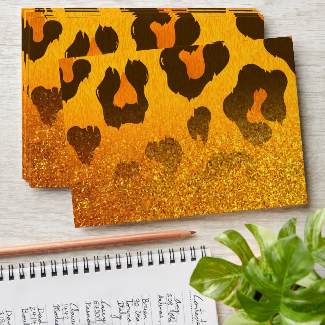 Golden Glitter Leopard Print Envelope (Stacked)