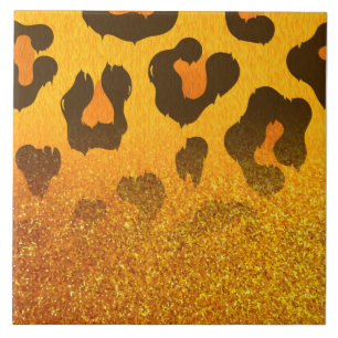 Golden Glitter Leopard Print Tile