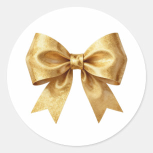 Golden Glitter Luxury Bow: Edition 0 - FI045 Classic Round Sticker
