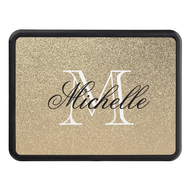 Golden Glitter Monogram Trailer Hitch Cover (Front)
