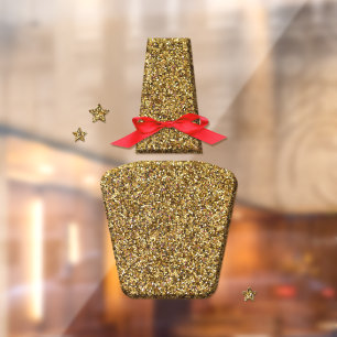 Golden glitter NAIL salon sticker window clings