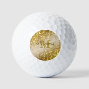 Golden glitter personalized golf balls
