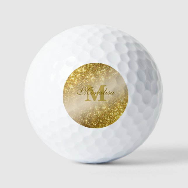 Golden glitter personalized  golf balls (Front)