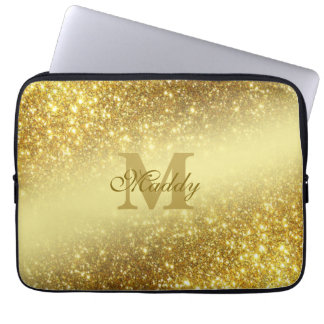 golden glitter personalized laptop sleeve