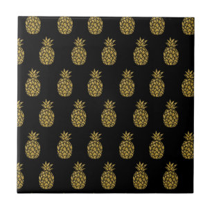 Golden Glitter Pineapple Tropical Fruit Lover Tile