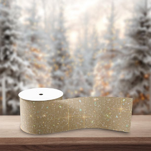 Golden Glitter Shiny Multicolor Sparkles Diamond Grosgrain Ribbon